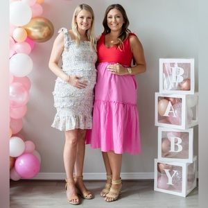 Floral tie smocked dress (Size L) Wore once for baby shower